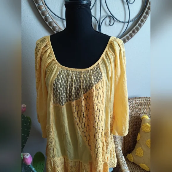 Young Threads Sunny Yellow Lace Blouse - Picture 2 of 9
